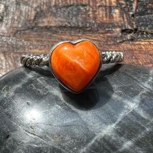 925 Sterling Silver Dainty Spiny Oyster Heart Ring Sz 9 – Rope Band